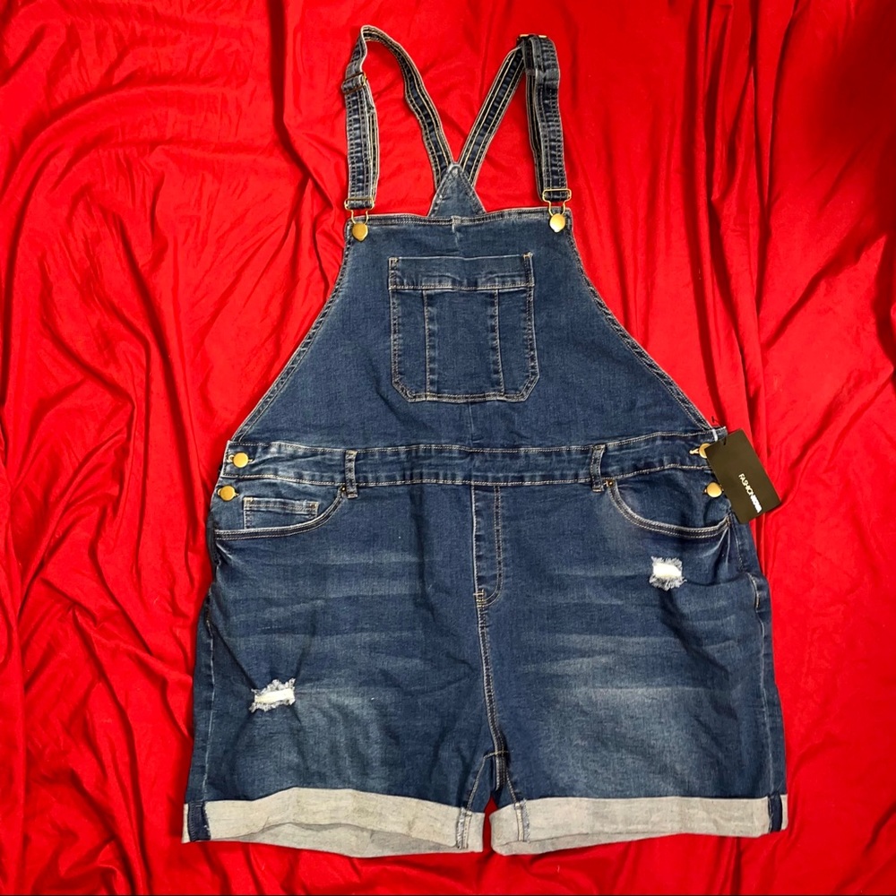 Fashion Nova Distressed Denim Shortall - NWT